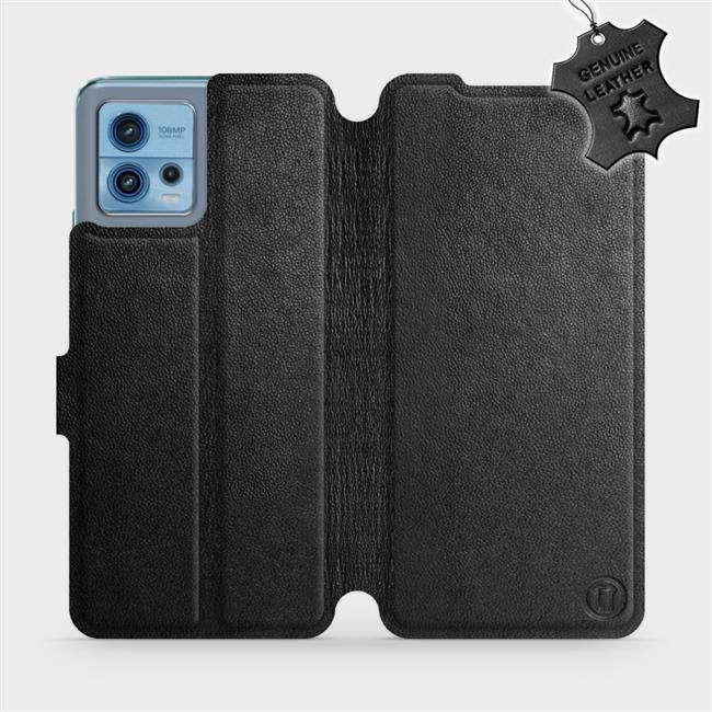 Kožené flip pouzdro Mobiwear - Motorola Moto G72 - Černé