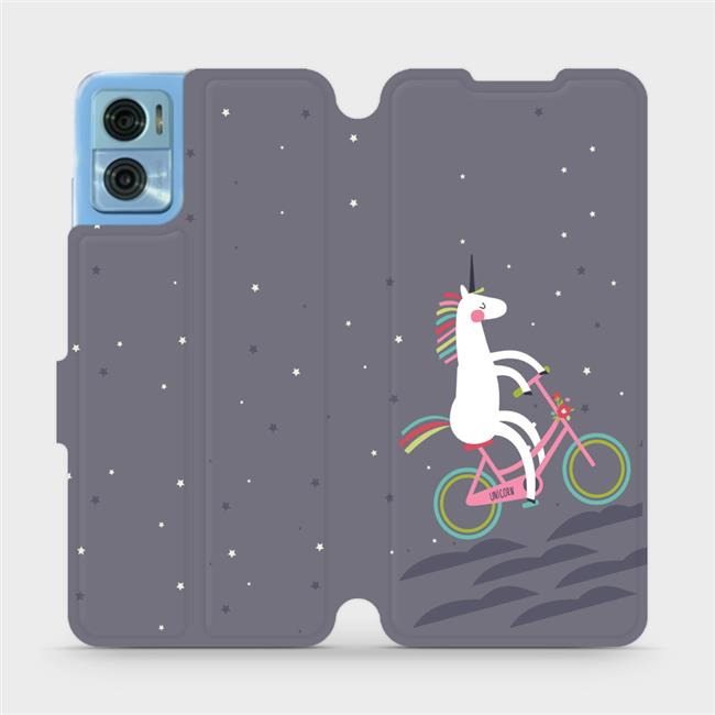 Flipové pouzdro Mobiwear - Motorola Moto E22 / E22i - V024P Jednorožec na kole