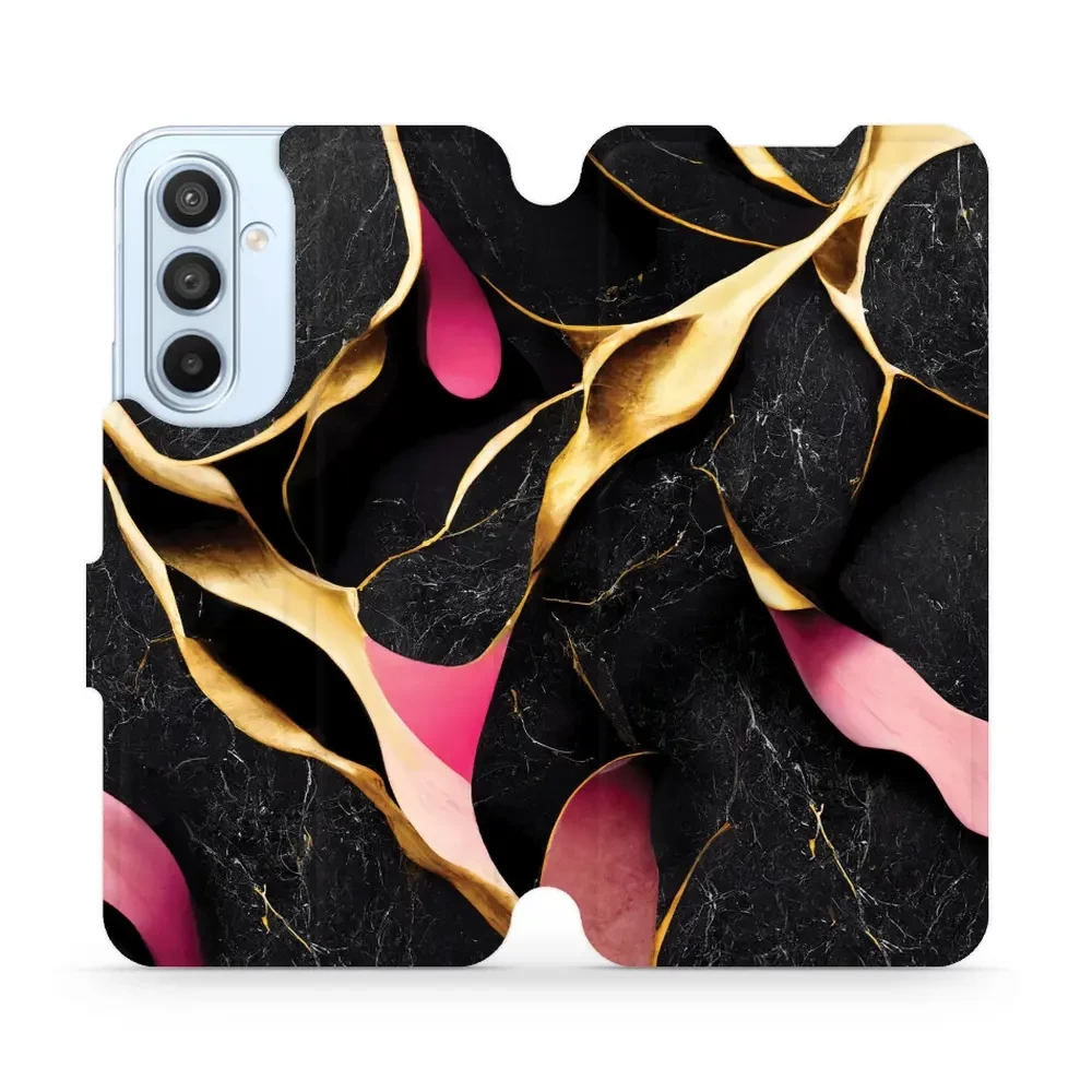 Flipové pouzdro Mobiwear - Samsung Galaxy A54 5G - VP35S Černý a zlatavý mramor