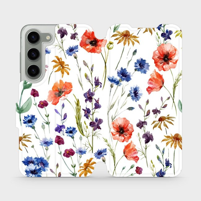 Flipové pouzdro Mobiwear - Samsung Galaxy S23 - MP04S Luční kvítí - VÝPRODEJ