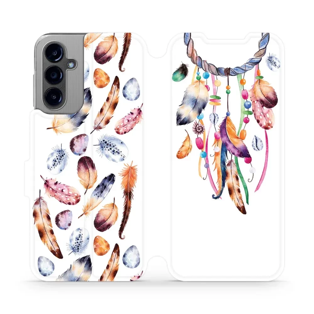 Flipové pouzdro Mobiwear - Samsung Galaxy A14 LTE / 5G - M003S Lapač a barevná pírka