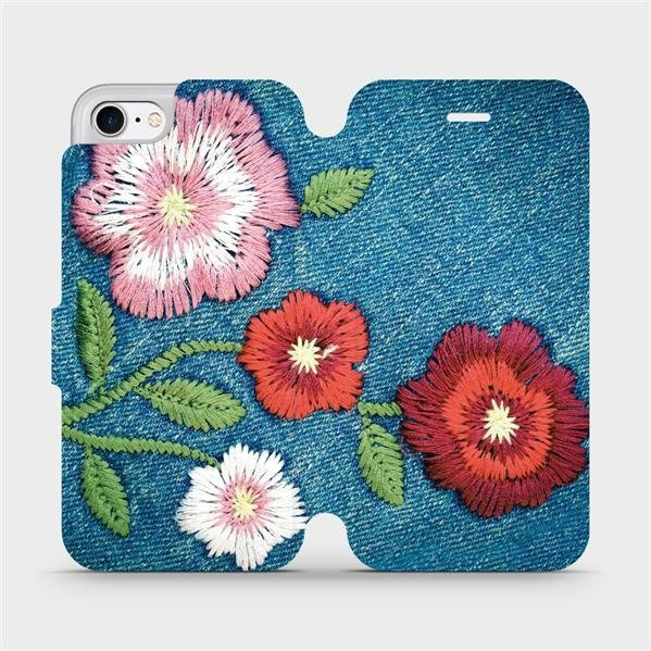 Flipové pouzdro Mobiwear - Apple iPhone 8 - MD05P Džínové květy