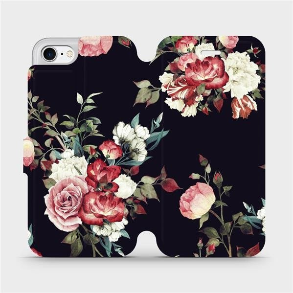 Flipové pouzdro Mobiwear - Apple iPhone 8 - VD11P Růže na černé