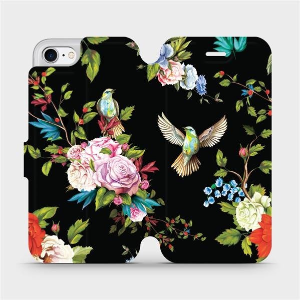 Flipové pouzdro Mobiwear - Apple iPhone 7 - VD09S Ptáčci a květy