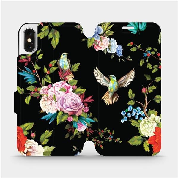 Flipové pouzdro Mobiwear - Apple iPhone X - VD09S Ptáčci a květy