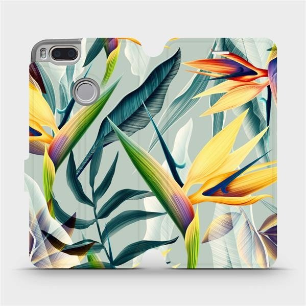 Flipové pouzdro Mobiwear - Xiaomi Mi A1 - MC02S Žluté velké květy a zelené listy