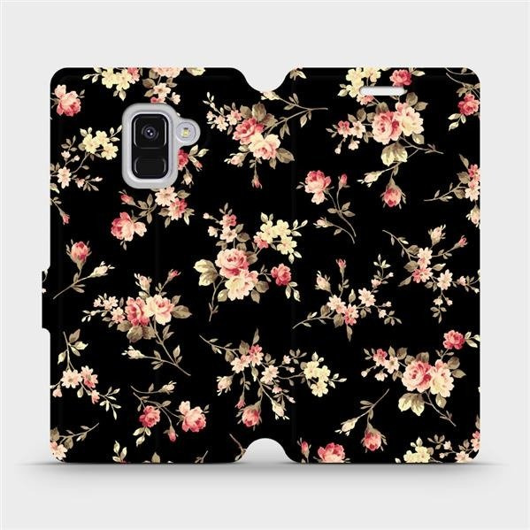 Flipové pouzdro Mobiwear - Samsung Galaxy A8 2018 - VD02S Květy na černé