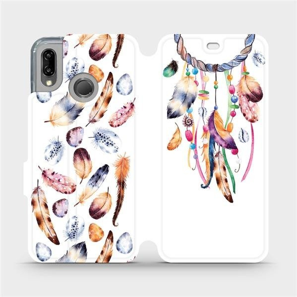 Flipové pouzdro Mobiwear - Huawei P20 Lite - M003S Lapač a barevná pírka
