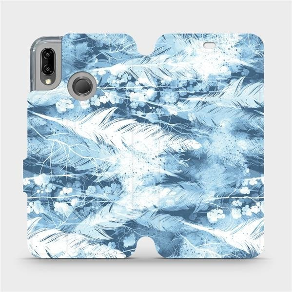 Flipové pouzdro Mobiwear - Huawei P20 Lite - M058S Světle modrá horizontální pírka