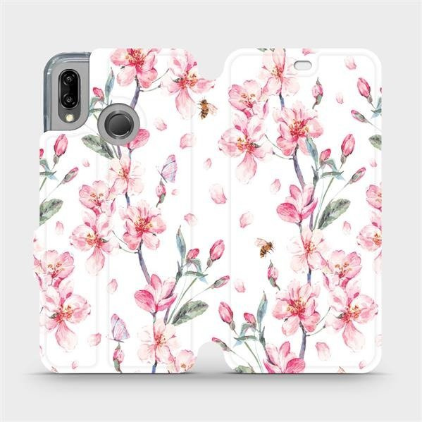 Flipové pouzdro Mobiwear - Huawei P20 Lite - M124S Růžové květy