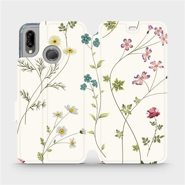 Flipové pouzdro Mobiwear - Huawei P20 Lite - MD03S Tenké rostlinky s květy
