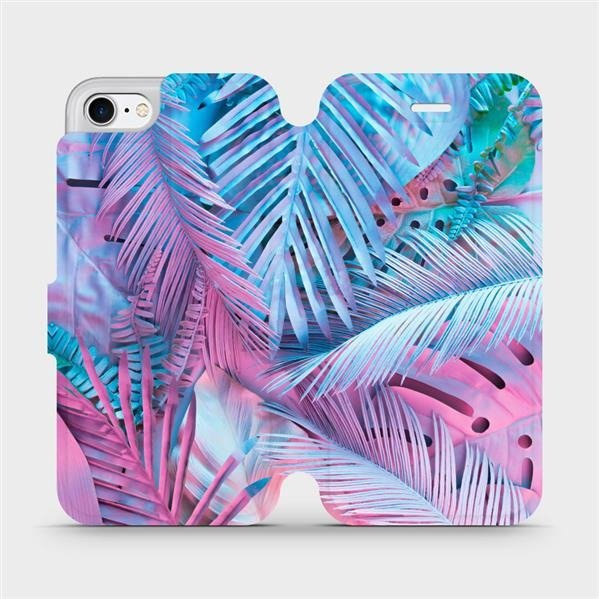 Flipové pouzdro Mobiwear - Apple iPhone 8 - MG10S Fialové a modré listy