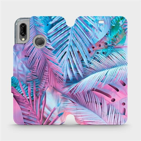 Flipové pouzdro Mobiwear - Huawei P20 Lite - MG10S Fialové a modré listy