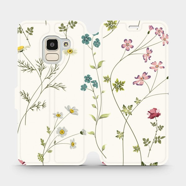 Flipové pouzdro Mobiwear - Samsung Galaxy J6 2018 - MD03S Tenké rostlinky s květy