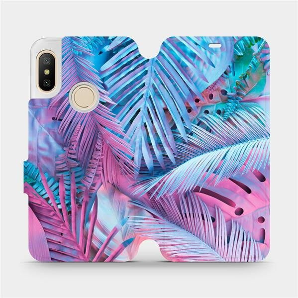 Flipové pouzdro Mobiwear - Xiaomi Mi A2 Lite - MG10S Fialové a modré listy