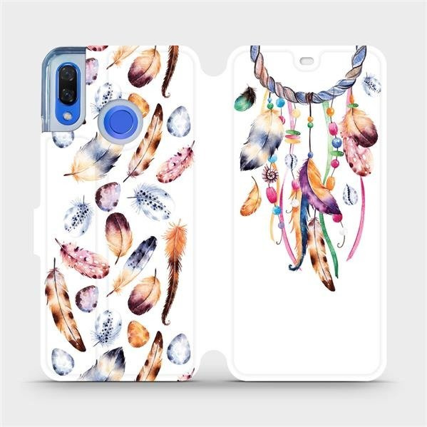 Flipové pouzdro Mobiwear - Huawei Nova 3 - M003S Lapač a barevná pírka
