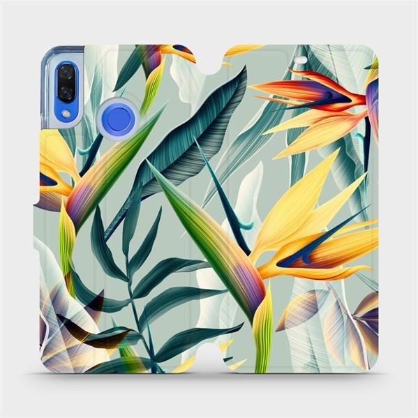 Flipové pouzdro Mobiwear - Huawei Nova 3 - MC02S Žluté velké květy a zelené listy