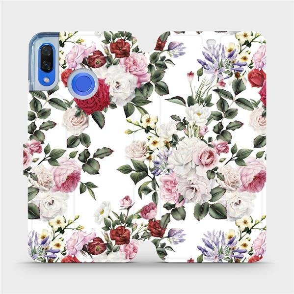 Flipové pouzdro Mobiwear - Huawei Nova 3 - MD01S Růže na bílé