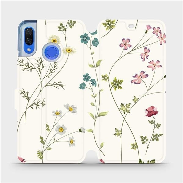 Flipové pouzdro Mobiwear - Huawei Nova 3 - MD03S Tenké rostlinky s květy