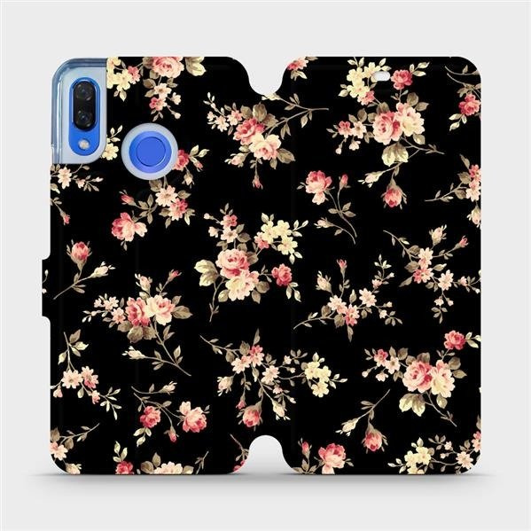 Flipové pouzdro Mobiwear - Huawei Nova 3 - VD02S Květy na černé