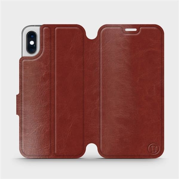 Flipové pouzdro Mobiwear - Apple iPhone XS - Hnědé a šedé - VÝPRODEJ
