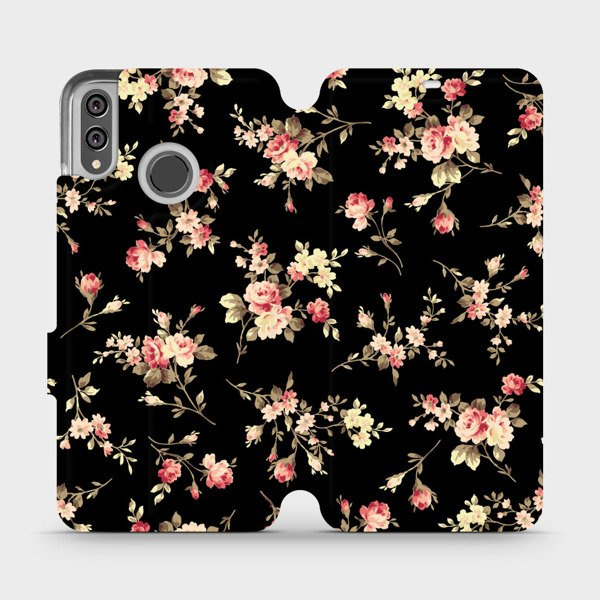 Flipové pouzdro Mobiwear - Honor 8X - VD02S Květy na černé