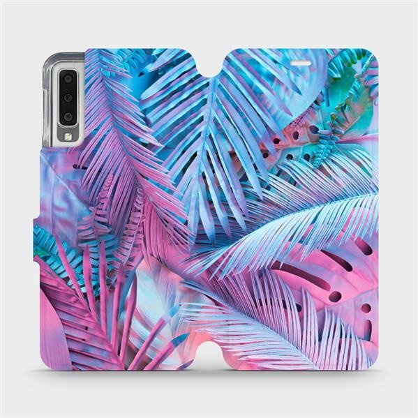 Flipové pouzdro Mobiwear - Samsung Galaxy A7 2018 - MG10S Fialové a modré listy