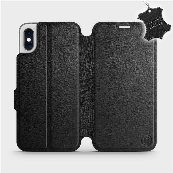 Kožené flip pouzdro Mobiwear - Apple iPhone XS - Černé