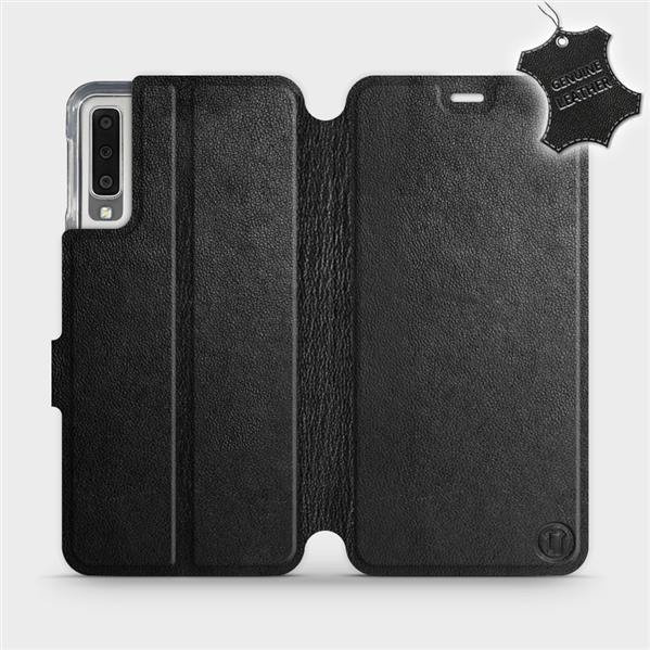 Kožené flip pouzdro Mobiwear - Samsung Galaxy A7 2018 - Černé - VÝPRODEJ