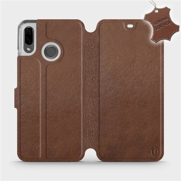 Kožené flip pouzdro Mobiwear - Huawei Nova 3 - Hnědé