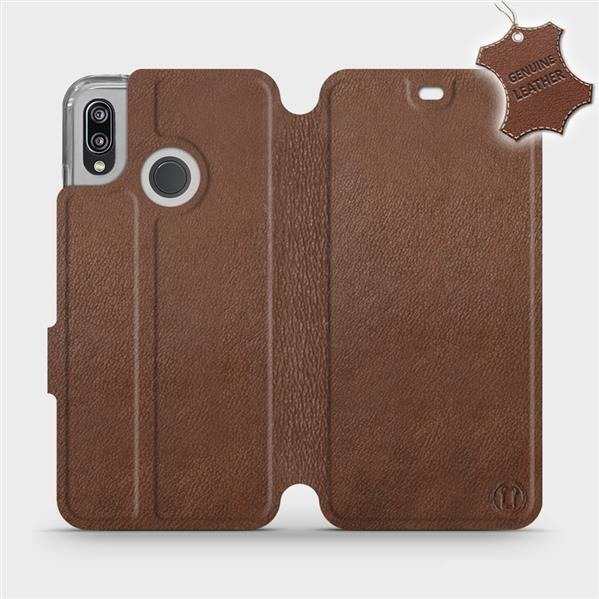 Kožené flip pouzdro Mobiwear - Huawei P20 Lite - Hnědé