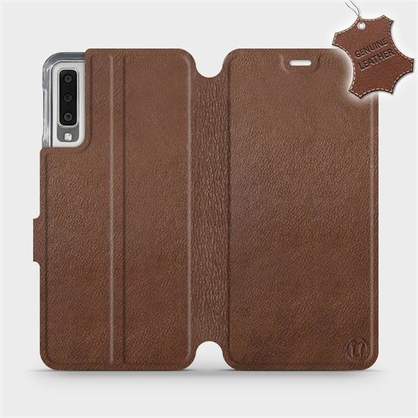 Kožené flip pouzdro Mobiwear - Samsung Galaxy A7 2018 - Hnědé