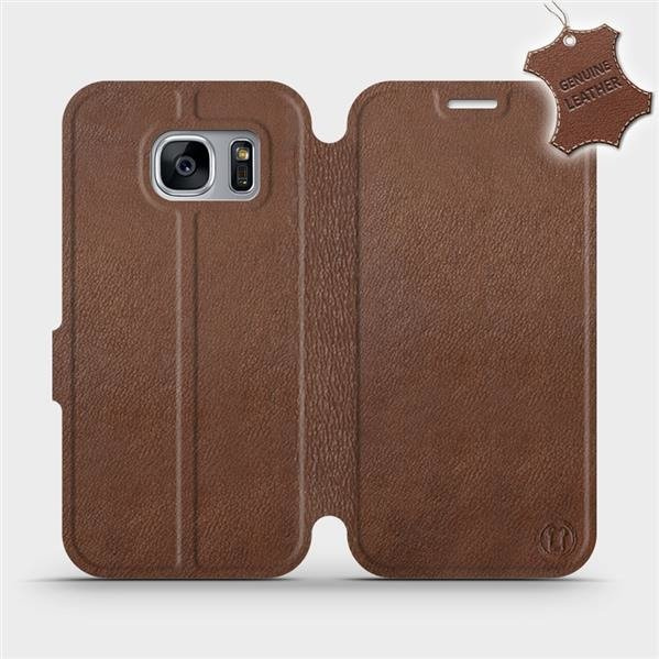 Kožené flip pouzdro Mobiwear - Samsung Galaxy S7 Edge - Hnědé