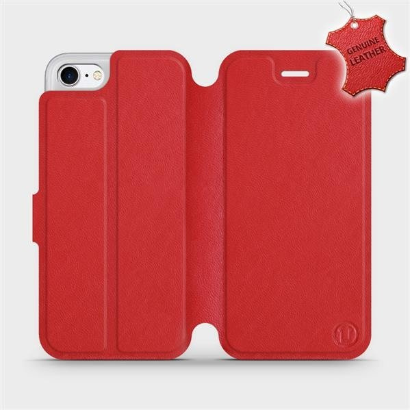 Kožené flip pouzdro Mobiwear - Apple iPhone 7 - Červené