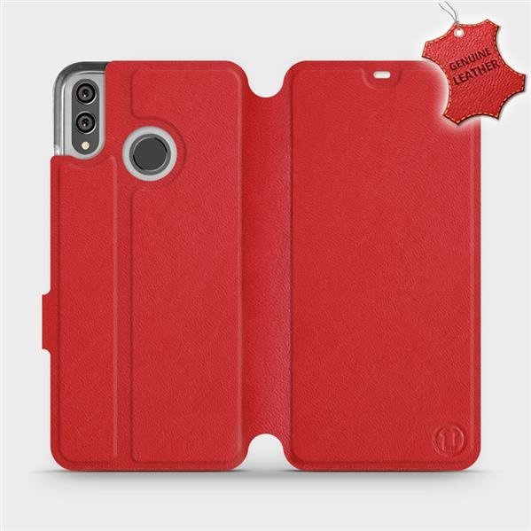 Kožené flip pouzdro Mobiwear - Honor 8X - Červené