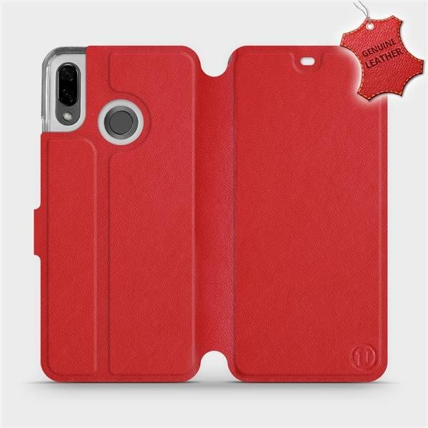Kožené flip pouzdro Mobiwear - Huawei Nova 3 - Červené
