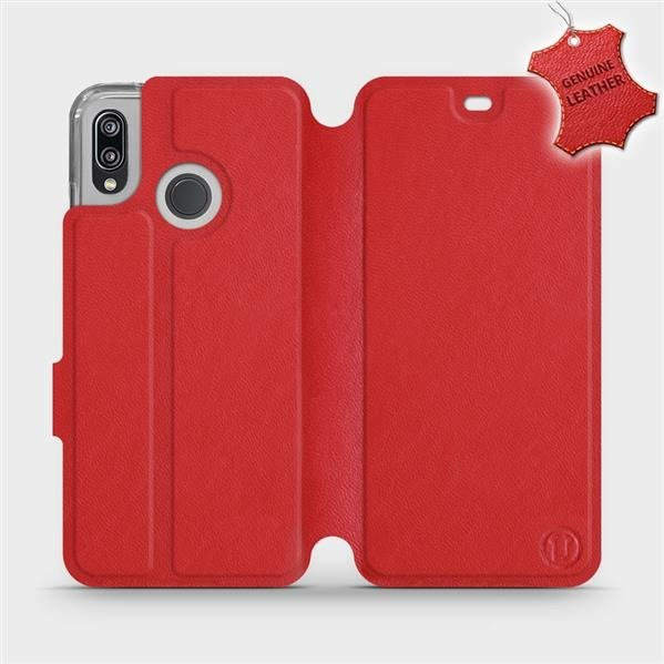 Kožené flip pouzdro Mobiwear - Huawei P20 Lite - Červené