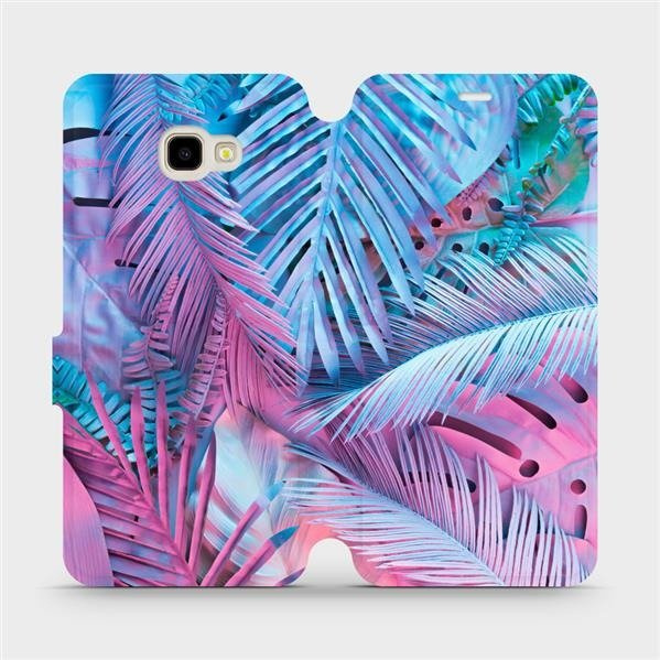 Flipové pouzdro Mobiwear - Samsung Galaxy J4 Plus 2018 - MG10S Fialové a modré listy