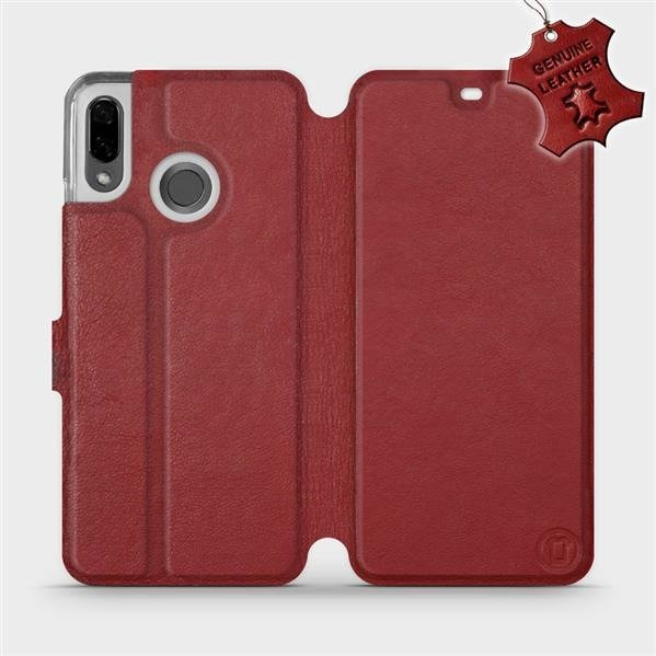Kožené flip pouzdro Mobiwear - Huawei Nova 3 - Tmavě červené