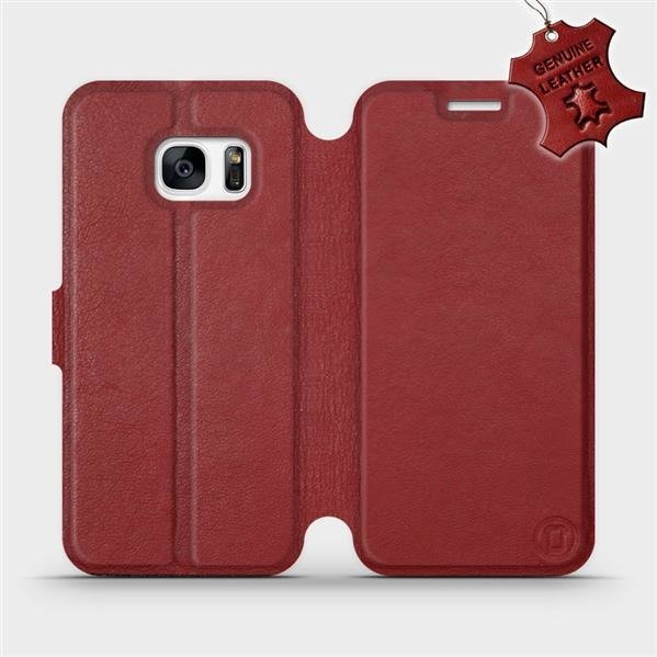 Kožené flip pouzdro Mobiwear - Samsung Galaxy S7 - Tmavě červené