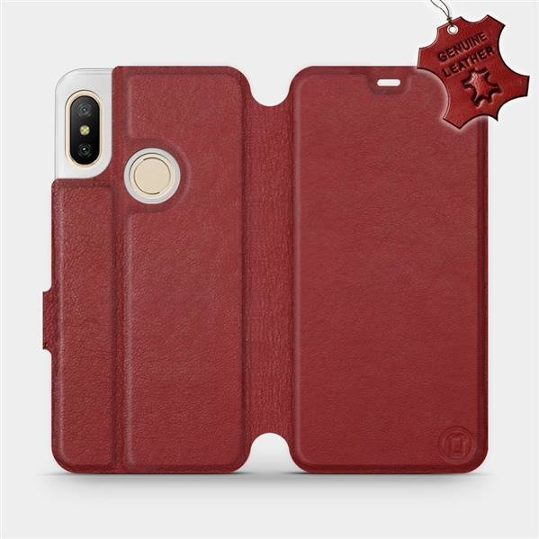 Kožené flip pouzdro Mobiwear - Xiaomi Mi A2 Lite - Tmavě červené