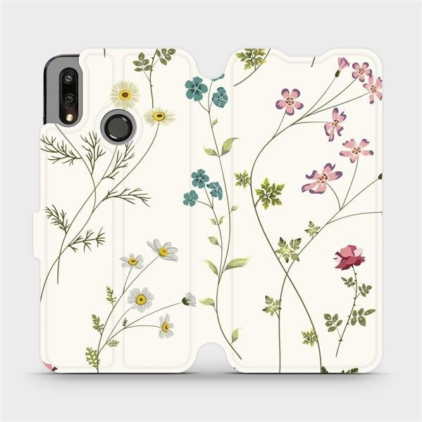 Flipové pouzdro Mobiwear - Huawei P Smart 2019 - MD03S Tenké rostlinky s květy