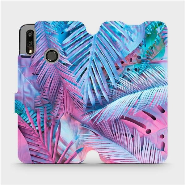 Flipové pouzdro Mobiwear - Huawei P Smart 2019 - MG10S Fialové a modré listy