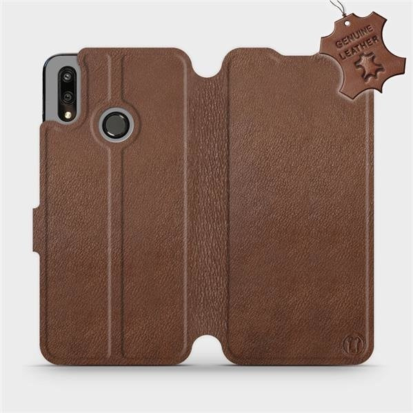 Kožené flip pouzdro Mobiwear - Huawei P Smart 2019 - Hnědé