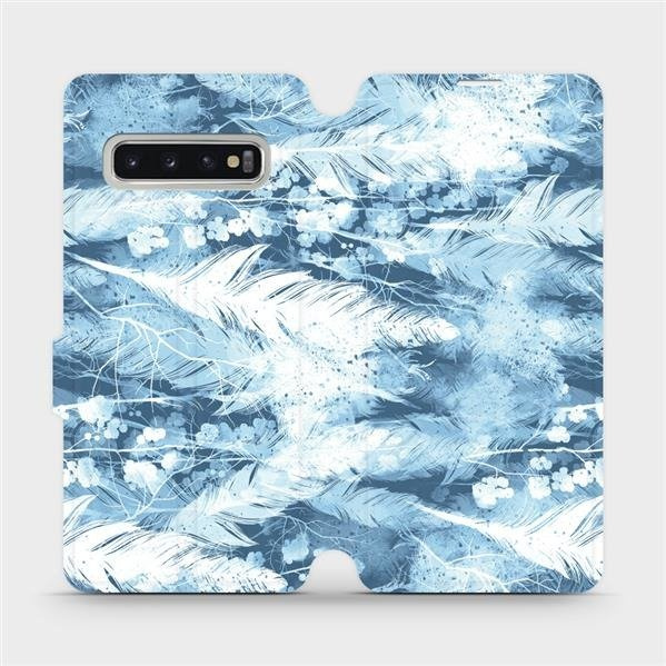Flipové pouzdro Mobiwear - Samsung Galaxy S10 - M058S Světle modrá horizontální pírka