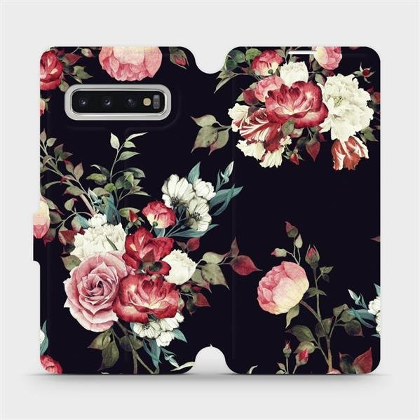 Flipové pouzdro Mobiwear - Samsung Galaxy S10 - VD11P Růže na černé