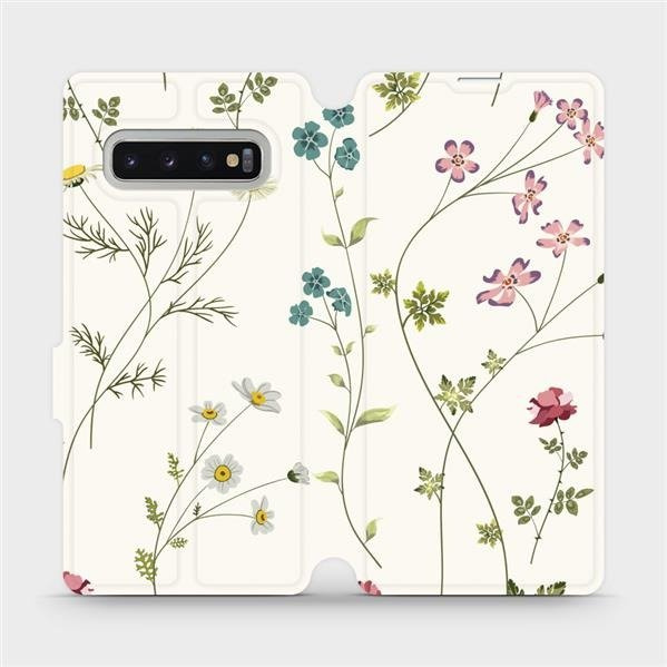 Flipové pouzdro Mobiwear - Samsung Galaxy S10 Plus - MD03S Tenké rostlinky s květy