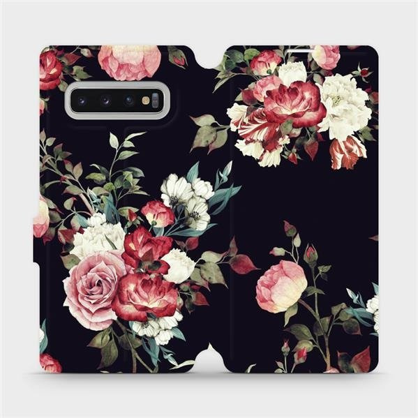 Flipové pouzdro Mobiwear - Samsung Galaxy S10 Plus - VD11P Růže na černé