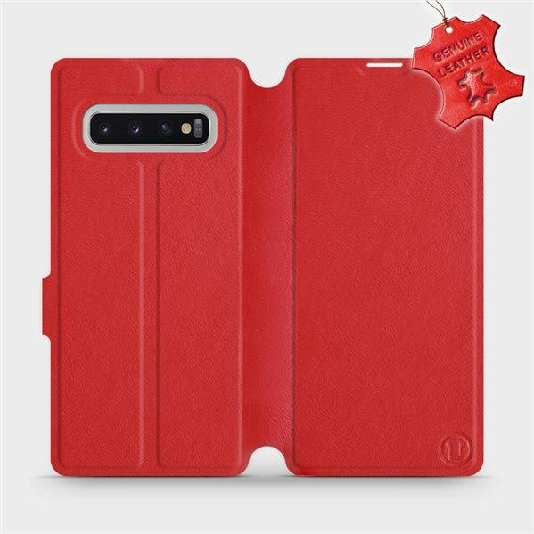Kožené flip pouzdro Mobiwear - Samsung Galaxy S10 Plus - Červené