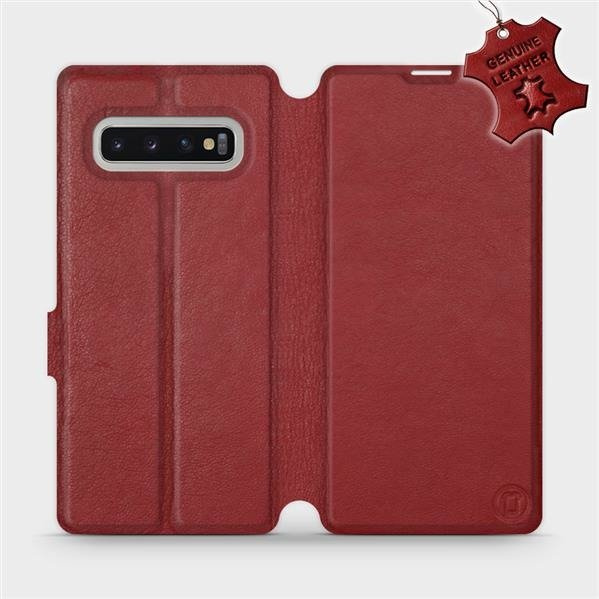 Kožené flip pouzdro Mobiwear - Samsung Galaxy S10 Plus - Tmavě červené